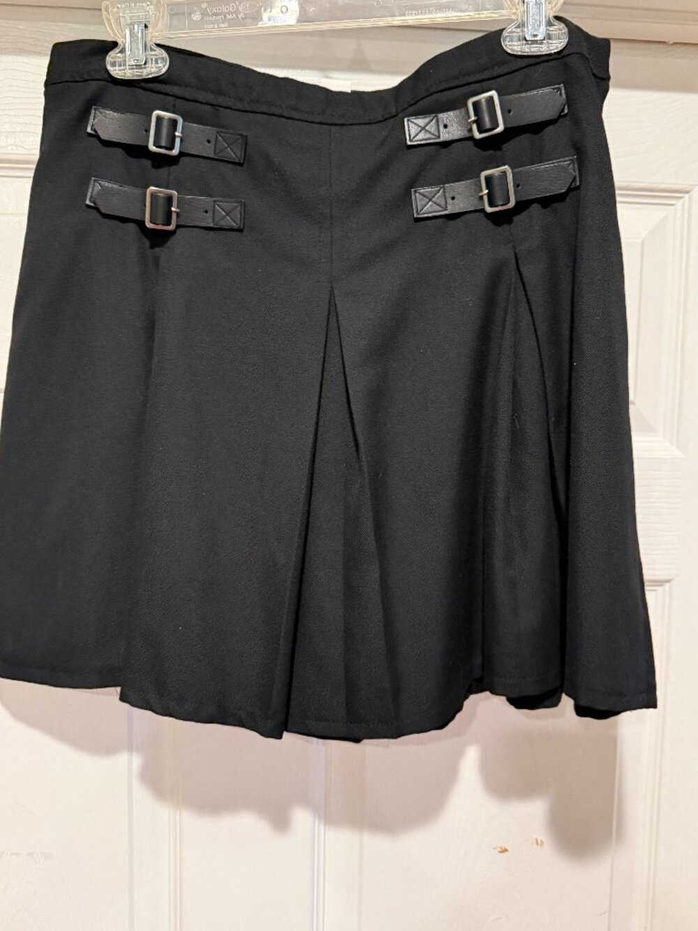 Hot Topic Black Double Buckle Pleated Skirt 65% polyester; 35% rayon